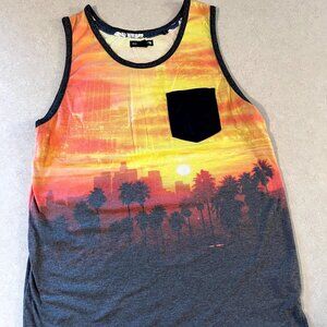 OCEAN CURRENT Tank Top Mens M Palm Trees Sunset Summer Beach